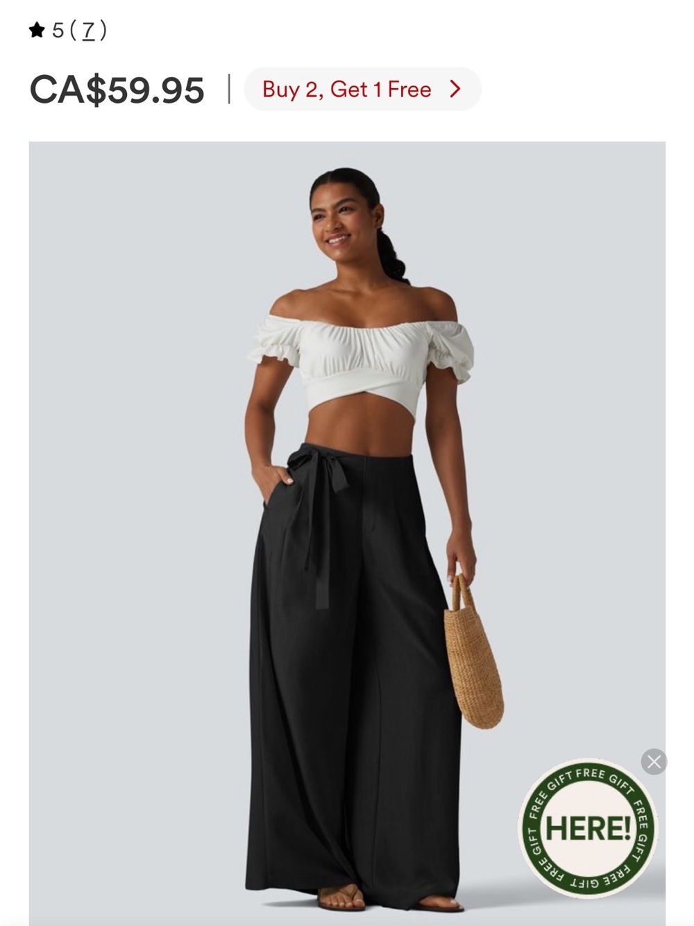 HALARA Black Wide-Leg Tie-Waist Palazzo Pants